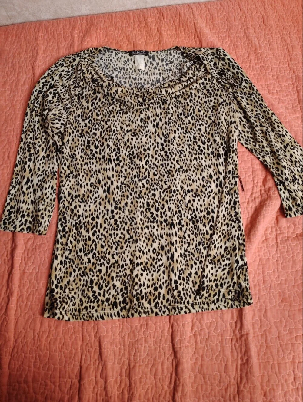 Calvin Klein Kids Leopard Print Pajama Top - Beige and Black